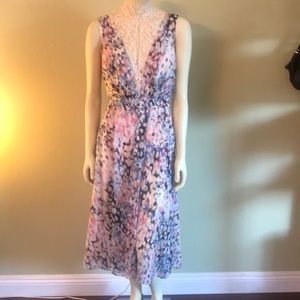 “NEW ARRIVALS”  Brand-New  BEBE Midi Fit  & Flare Dress Lace Neckline Size 6